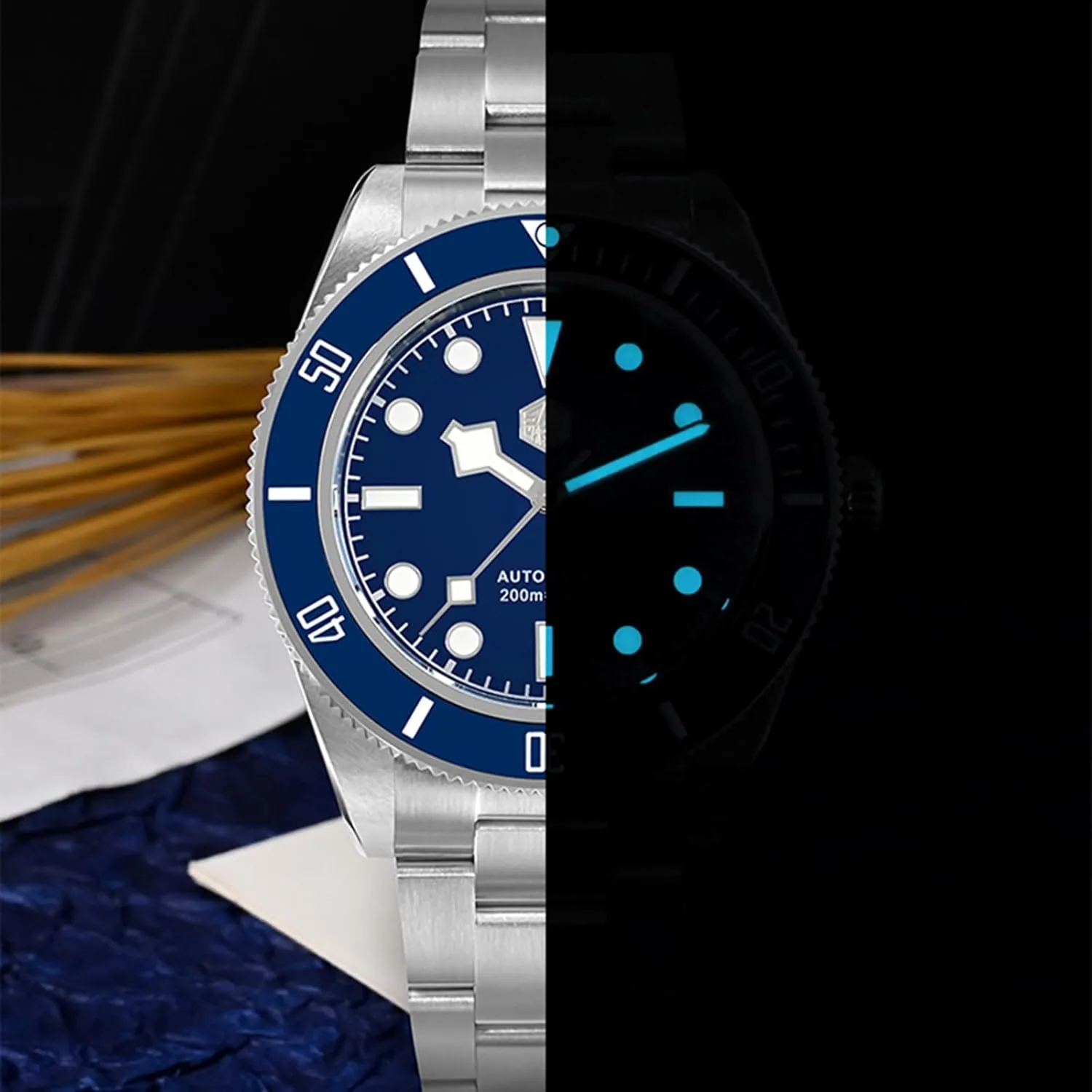 40mm Mens tiny ferment household orient bewilder Watch 20Bar Waterproof Sapphire Crystal Luminous Mechanical Wristwatch San Martin Watches for Men - NH35 Movement Automatic Dive Watch SN008GC 