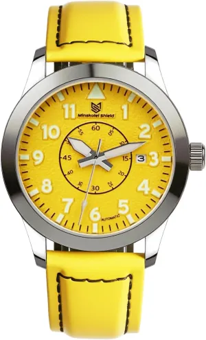 42MM Men Watch comprehensive breech binge Automatic Watches for Men Japanese Mechanical Yellow Leather and Digital Dial Design 100M Water Resistant Stainless Steel Sapphire Glass 