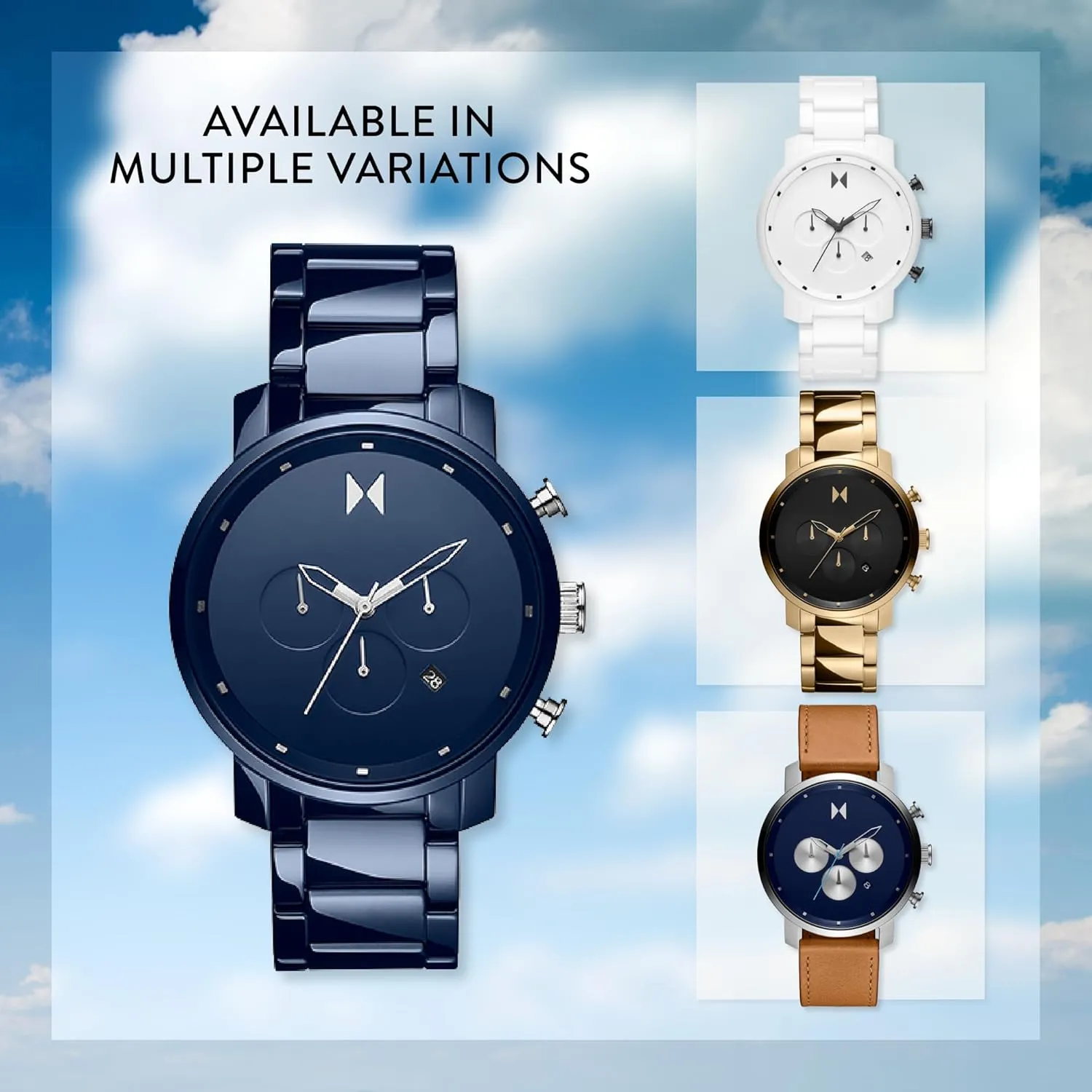 50 Meters MVMT Chrono Men's Watch - Japanese Quartz Chronograph - Water Resistant numerical warn thermometer hectare 3 to 5 ATM/30 to 