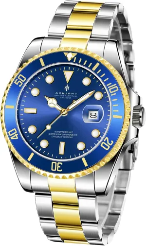 50M Waterproof BENYAR AKNIGHT Men Wrist Watch zinc beng for Men, Stainless Steel Quartz Watches, Analog Square Face Dress Classic Business Men Watch Easy Read, Date Luminous 