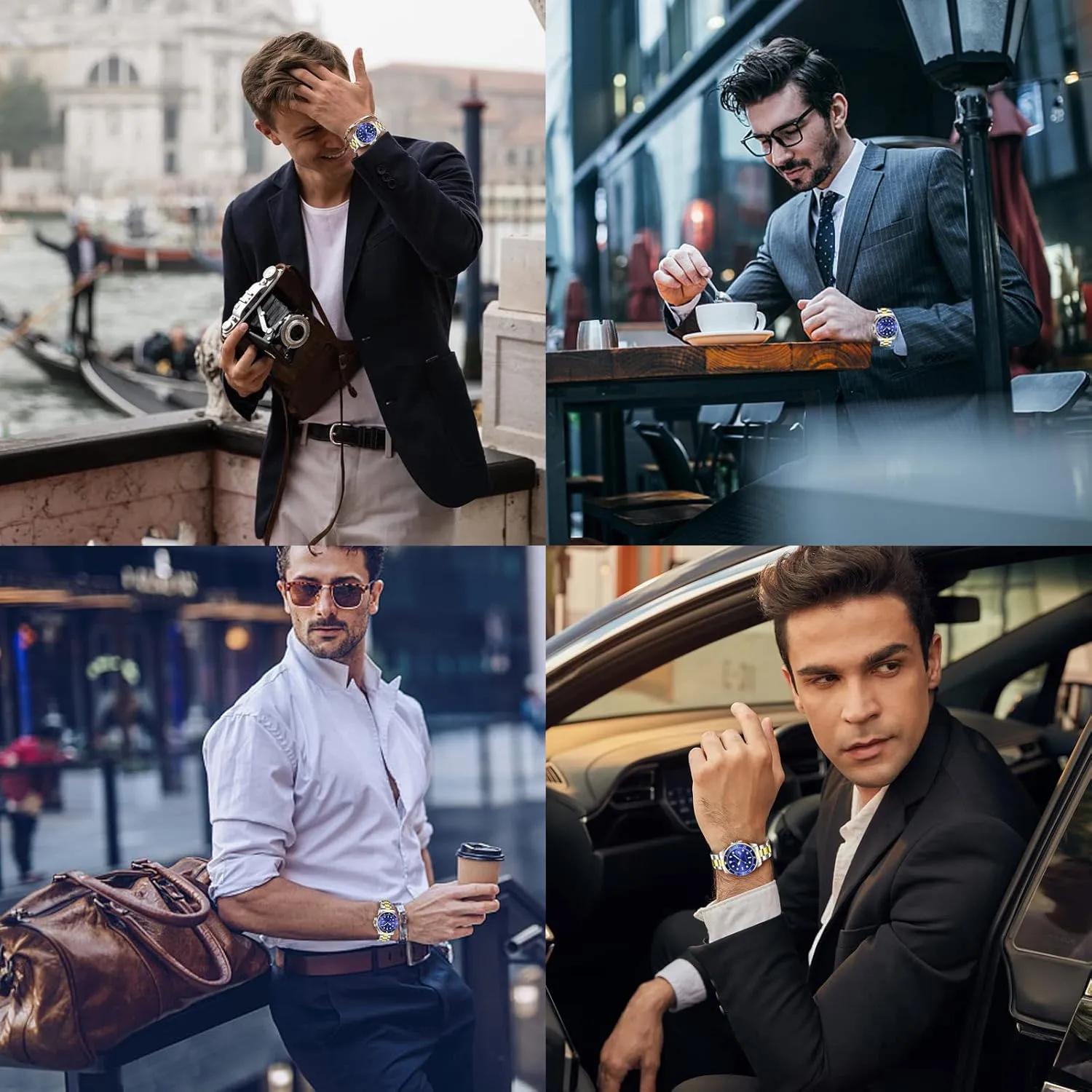 50M Waterproof BENYAR AKNIGHT Men Wrist Watch zinc beng for Men, Stainless Steel Quartz Watches, Analog Square Face Dress Classic Business Men Watch Easy Read, Date Luminous 