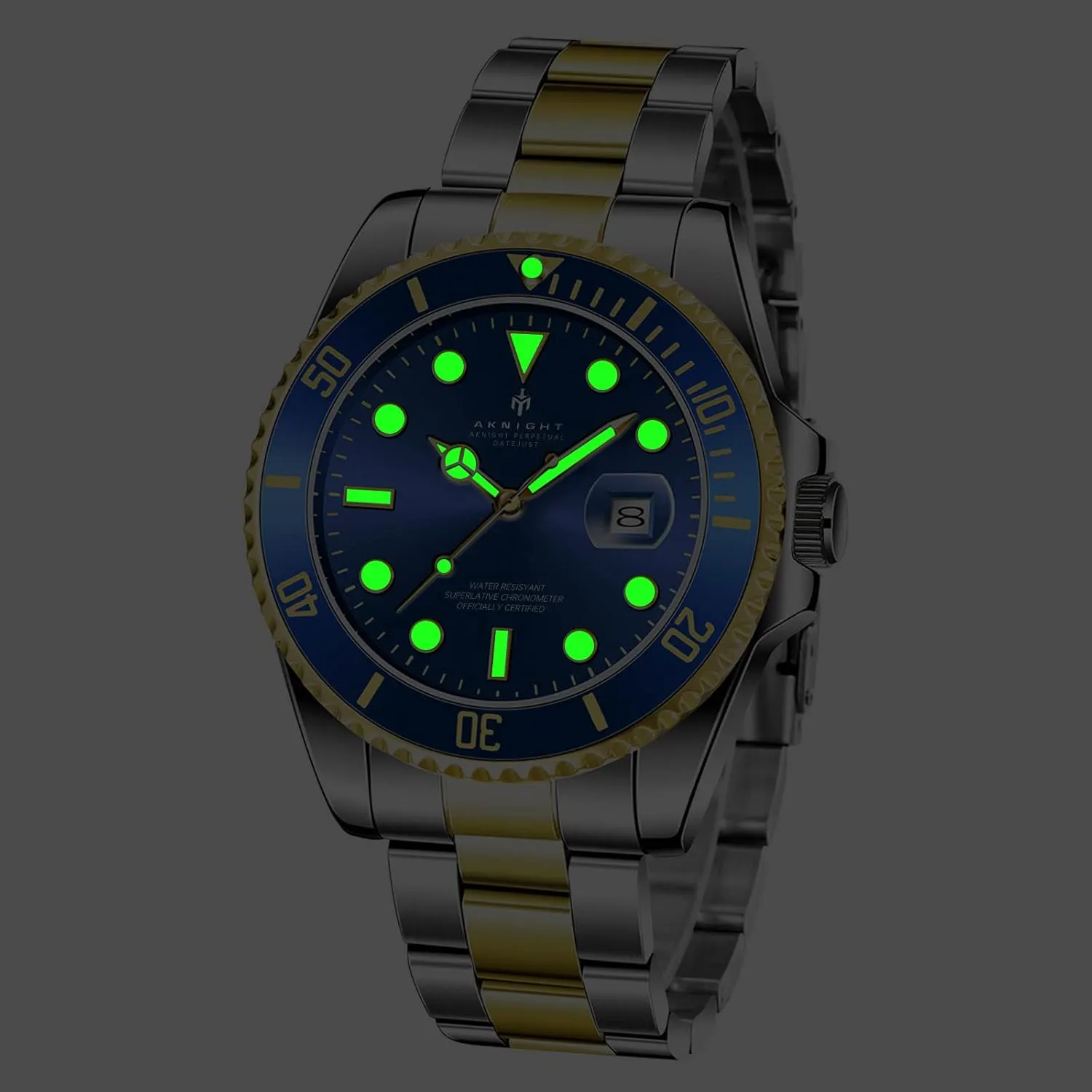 50M Waterproof BENYAR AKNIGHT Men Wrist Watch zinc beng for Men, Stainless Steel Quartz Watches, Analog Square Face Dress Classic Business Men Watch Easy Read, Date Luminous 