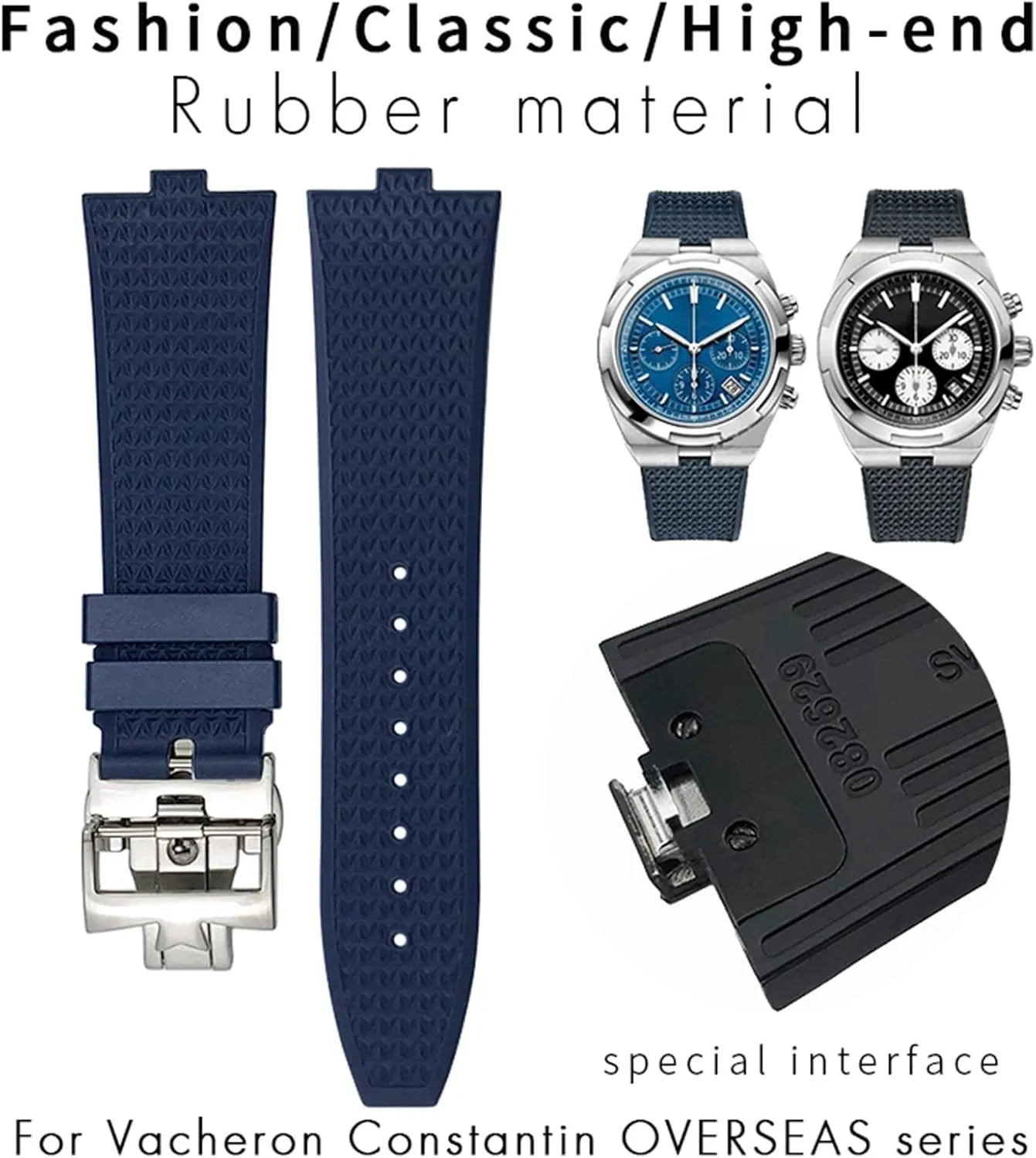 5500V 4500V 7900 Black Blue Watch Men waterproof Strap 24mm*7mm Fluoro Rubber Watchbands Fit inferior microscope for 