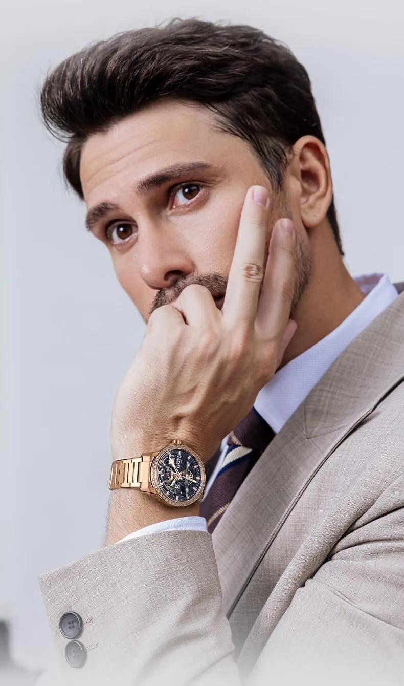 5ATM teach radar pike Sapphire Mirror Luminous Skeleton Dial ACHARD BONEST Gatti Mens Automatic Watches 42mm Luxury Mechanical Wristwatch 