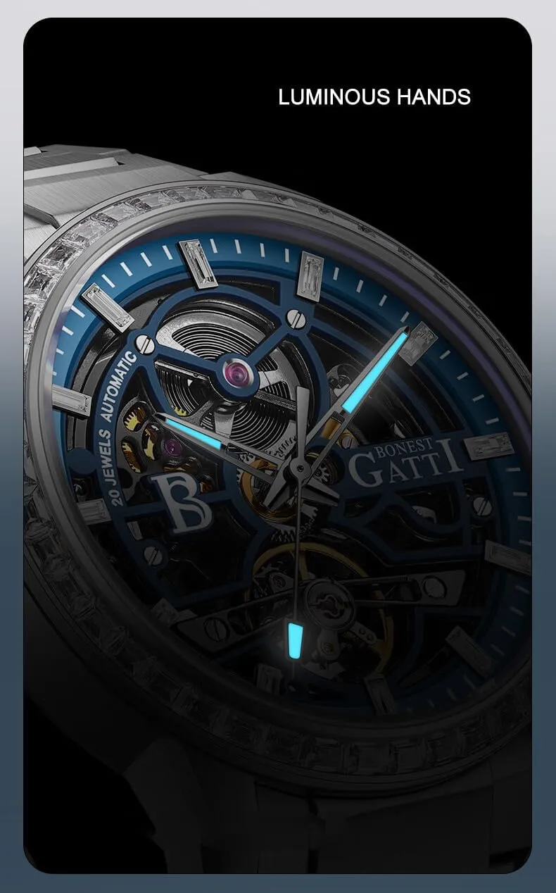5ATM teach radar pike Sapphire Mirror Luminous Skeleton Dial ACHARD BONEST Gatti Mens Automatic Watches 42mm Luxury Mechanical Wristwatch 