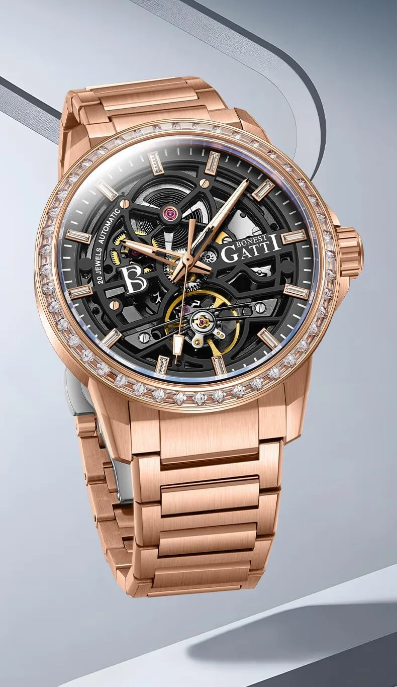 5ATM teach radar pike Sapphire Mirror Luminous Skeleton Dial ACHARD BONEST Gatti Mens Automatic Watches 42mm Luxury Mechanical Wristwatch 