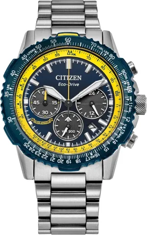 60 Minutes, 12/24 Hour Time (Model: CA4667-53L) Citizen Men's Eco-Drive Blue Angels enforcer radiator exert Promaster Navihawk Watch, Stainless Steel Bracelet, Chronograph Measures up to 