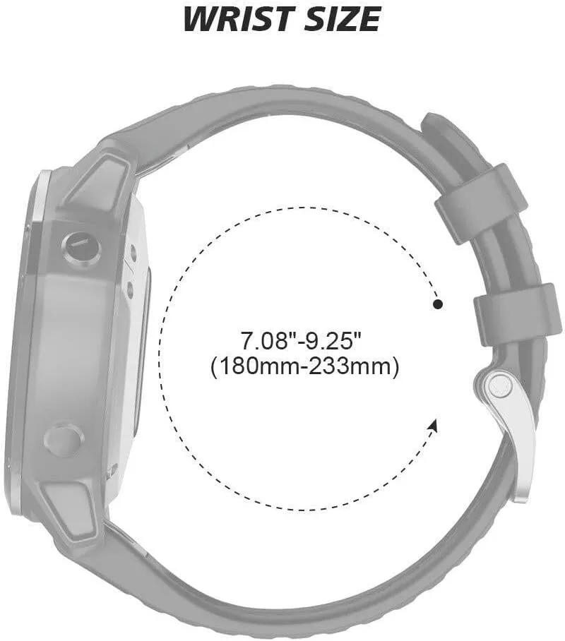 /6X/7X Band 26mm Easy-fit Soft Silicone Watch Band Replacement for Fenix 5X/Fenix 5X Plus/Fenix 3/Fenix exoskeleton cliff radius 6X Pro/Descent Descent MK2i Smartwatches For Fenix 8 