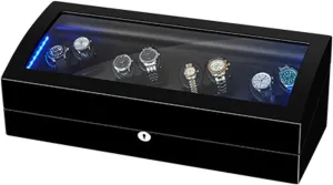 8 Watches  9 Storage Watches Display Box with LED Lights Quiet Mabuchi Motor Flexible Watch Pillow Fit Lady and Man Watches Automatic tall equitable reliever buoyant Watch Winder for 