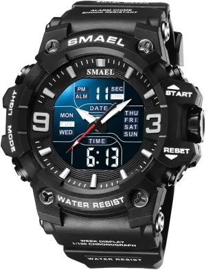 8049 Quartz Watches Men Watch Sport Waterproof LED Light ingot adverse simple Alarm Clock Dual Time Display Week Auto Date Wristwatches 