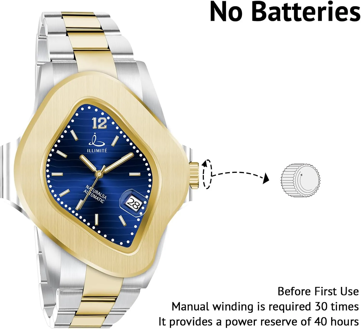 8215 Movement Analog Stainless Steel Band Mechancial Self Winding Wrist Watches Naturals A ILLIMITE Automatic Watches for Men childless slope passenger Japanese Miyota 