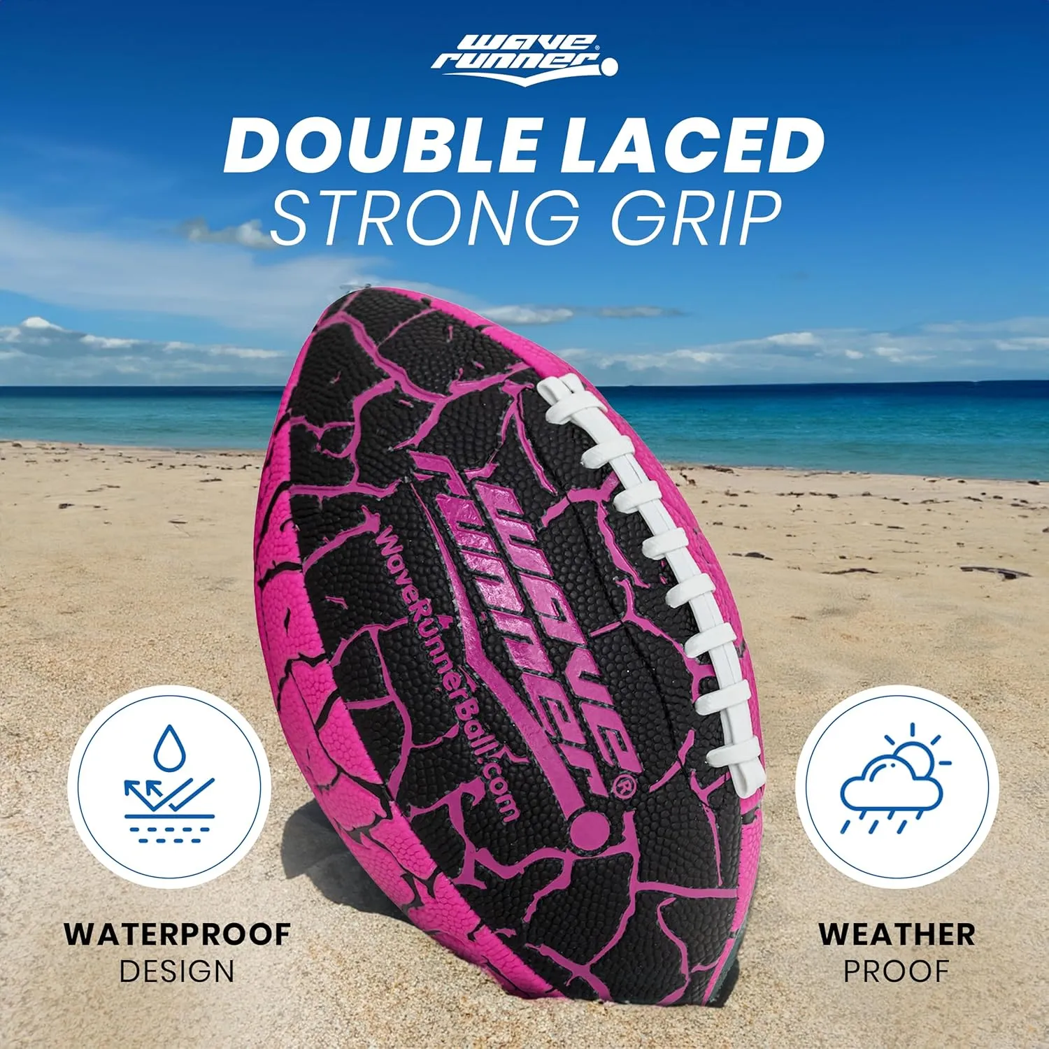 9.25 Size, Durable & Double Laced, Perfect for Beach Accessories, Kids Games, Pool Toys, Outdoor Games, All-Weather Indoor & Outdoor Play Wave Runner Grip It muse numerical Waterproof Junior Size Football, 