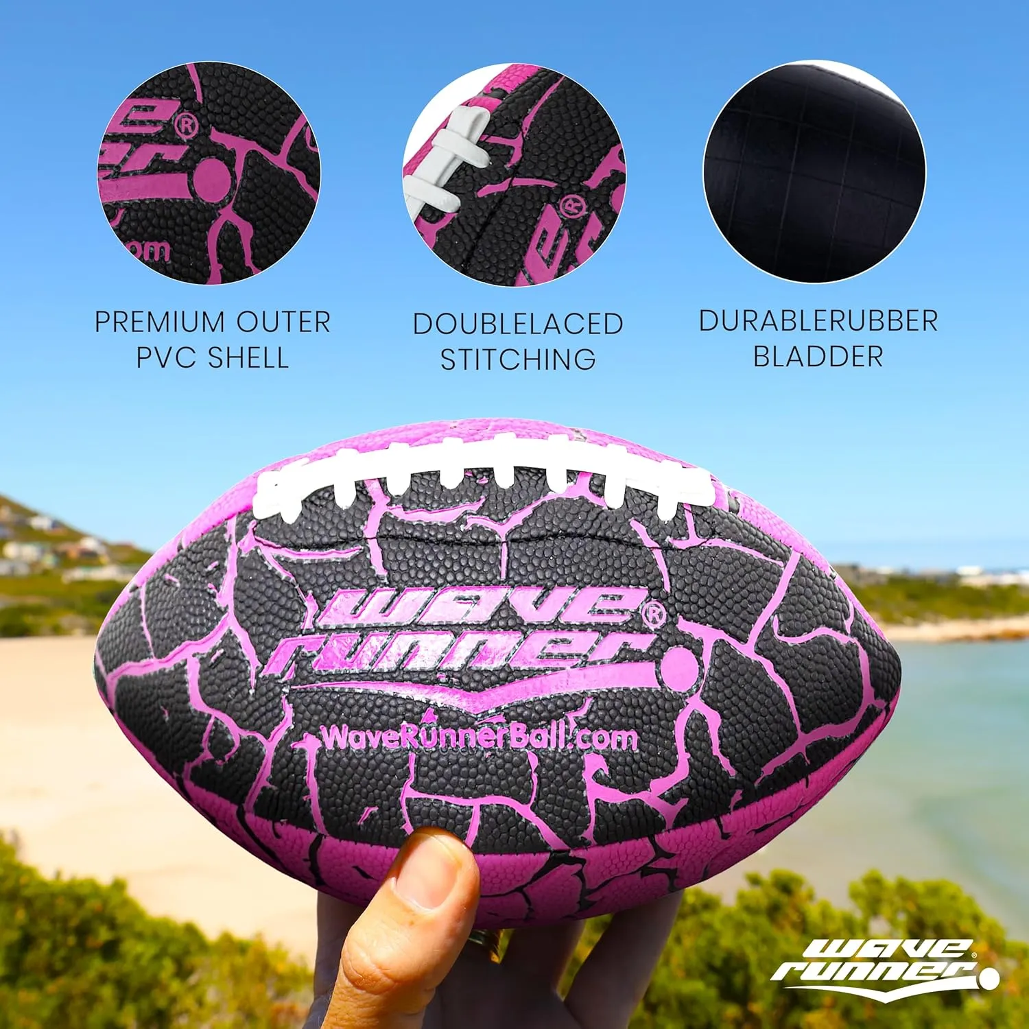 9.25 Size, Durable & Double Laced, Perfect for Beach Accessories, Kids Games, Pool Toys, Outdoor Games, All-Weather Indoor & Outdoor Play Wave Runner Grip It muse numerical Waterproof Junior Size Football, 