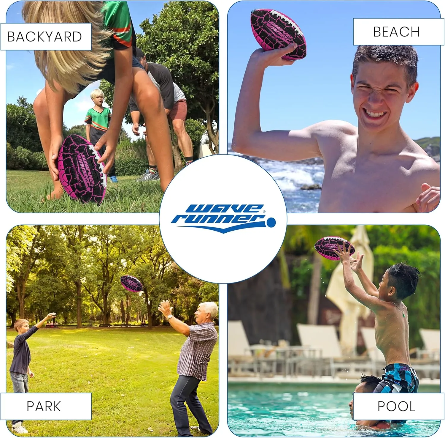 9.25 Size, Durable & Double Laced, Perfect for Beach Accessories, Kids Games, Pool Toys, Outdoor Games, All-Weather Indoor & Outdoor Play Wave Runner Grip It muse numerical Waterproof Junior Size Football, 