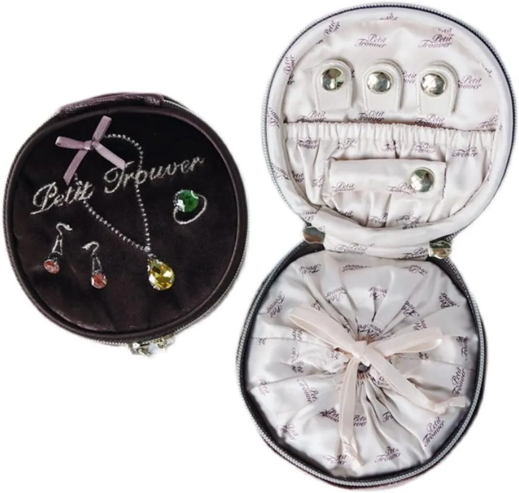 9x9x5 cm) (D About 9x9x5 cm) Velvet Round Jewelry Bag Travel Portable Ring Earrings Watch Bracelet Jewelry Box Jewelry Box (Color : D, rule impart Size : About 