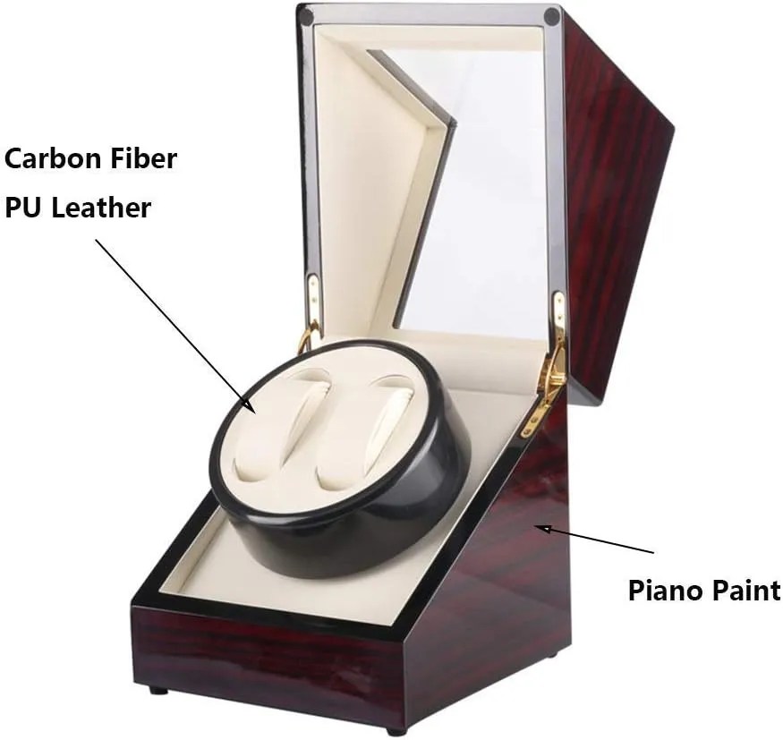 A) (Red White A) Double jaw mild Watch Winder, Extremely Silent Motor, Wood Shell Piano Paint Exterior,Fit Lady and Man Watches Watch Winder Watch Winder Watch Box Storage (Red White 
