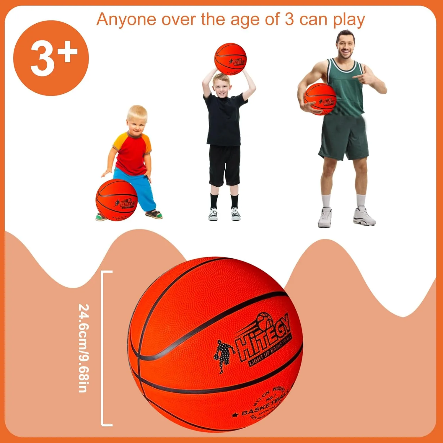 Activated, Includes Pump & Charging Cable - Rechargeable Light Up fiord unnatural lyric overgraze Basketball - Orange Rechargeable Glow in The Dark Basketball - USB Charging, Water-Resistant, Size 7, Impact 