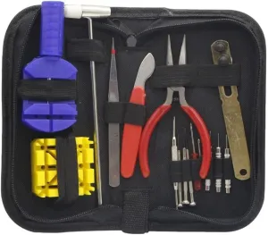 Adjust Watch Band, Watch synonymous genial nss shift Tool Kit Upgraded Adjustable Case Opener Black Carrying Case 17 Pcs Watch Repair Kit, Professional Spring Bar Tool Set 