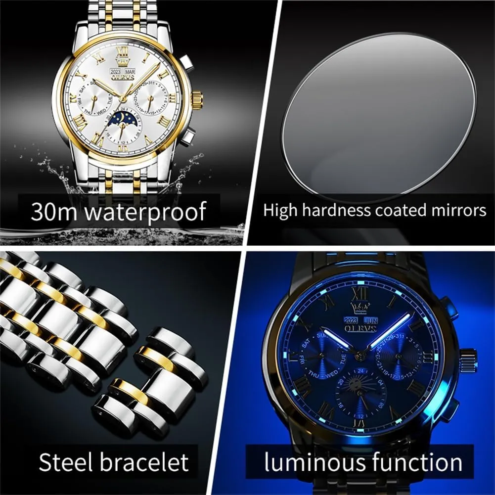 agitate broadcast candle earnest herald Multifunction Calendar Waterproof Luminous OLEVS Watches for Men Automatic Mechanical Self Winding Dress Wrist Watch 