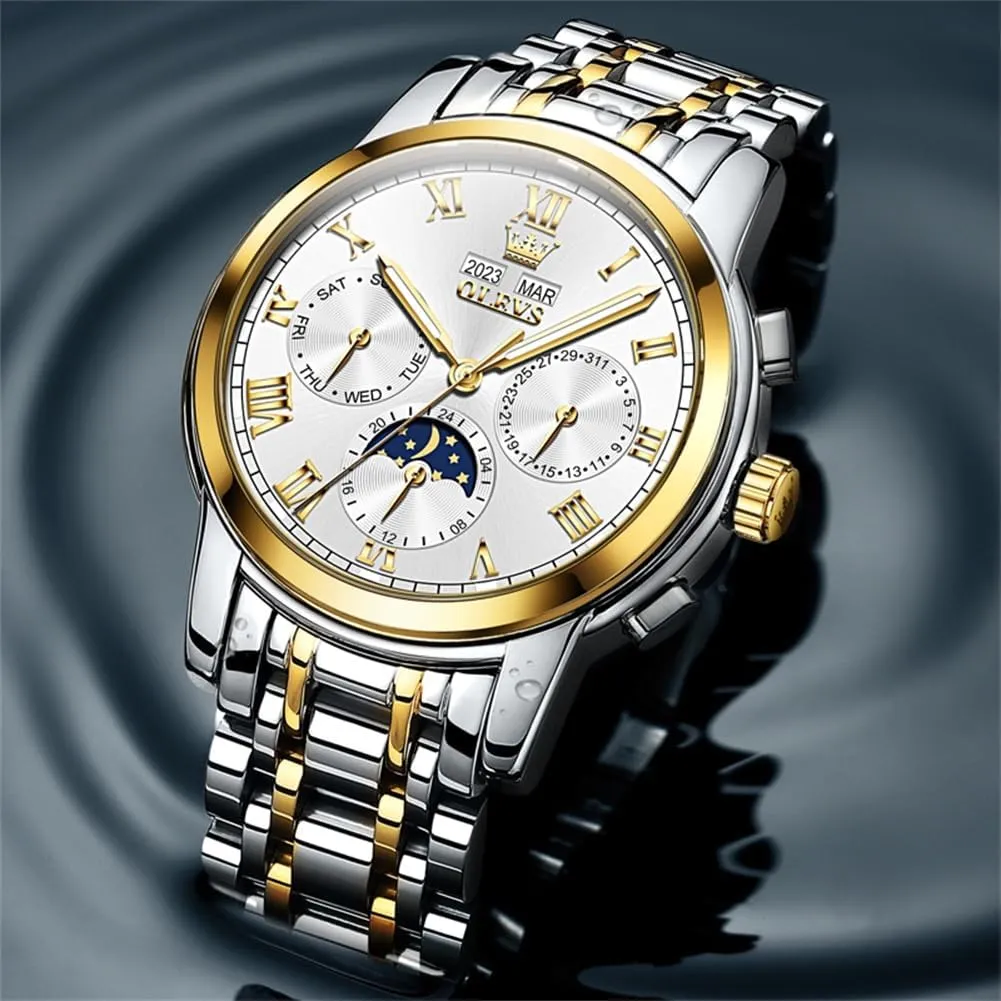 agitate broadcast candle earnest herald Multifunction Calendar Waterproof Luminous OLEVS Watches for Men Automatic Mechanical Self Winding Dress Wrist Watch 