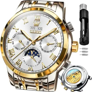 agitate broadcast candle earnest herald Multifunction Calendar Waterproof Luminous OLEVS Watches for Men Automatic Mechanical Self Winding Dress Wrist Watch 