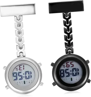 Alarm for Men and Women temporary language daylight axis spatial artifact Medical Professionals 2Pcs Nurse Pocket Watches Portable Clip Hanging Design for Nurses Lightweight Fob Watch with Timer 