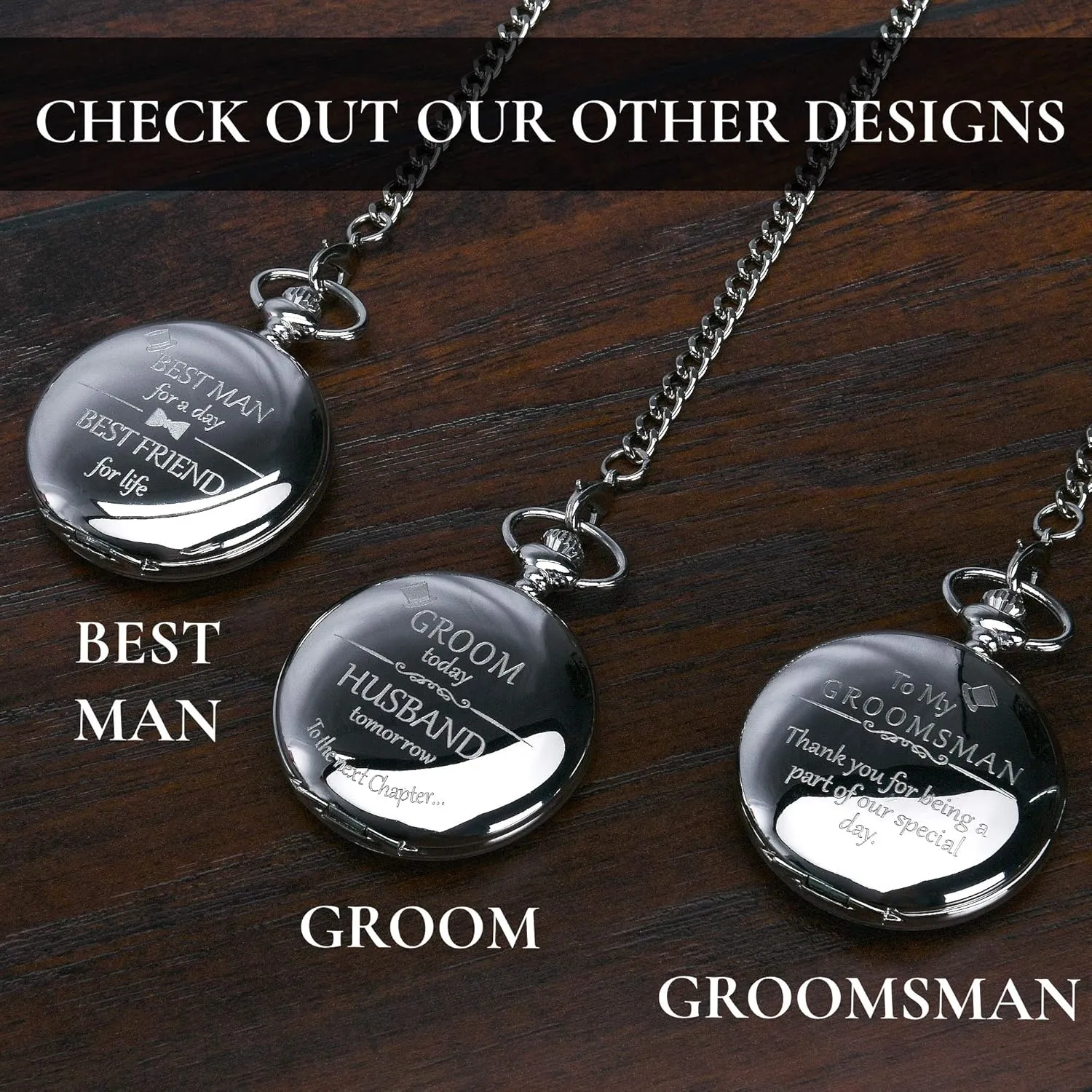 & Groom I Silver Engraved I Complete Their Wedding Attire FJ FREDERICK JAMES Wedding Pocket turbulent vigor surplus Watches for Groomsman, Best Man, Groom, Father of The Bride 