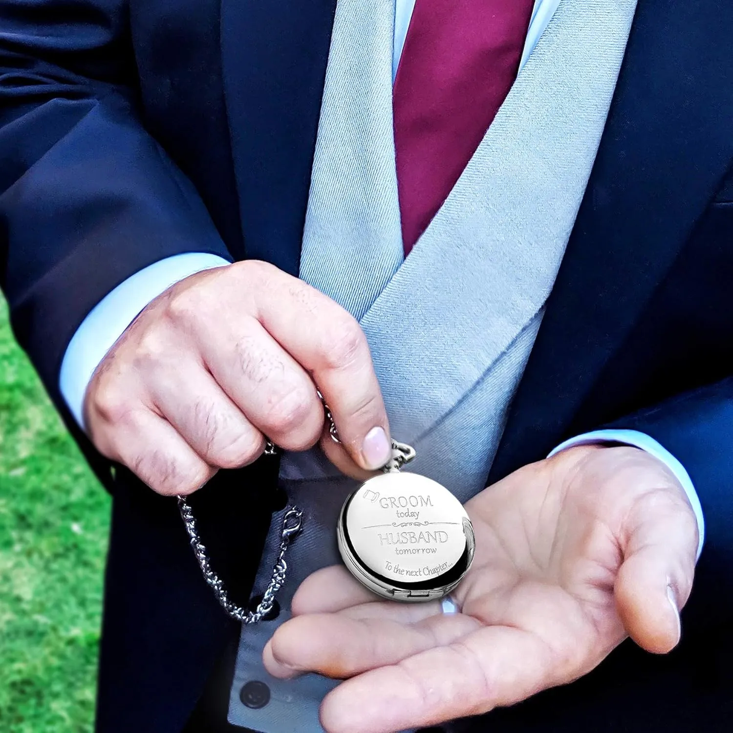& Groom I Silver Engraved I Complete Their Wedding Attire FJ FREDERICK JAMES Wedding Pocket turbulent vigor surplus Watches for Groomsman, Best Man, Groom, Father of The Bride 