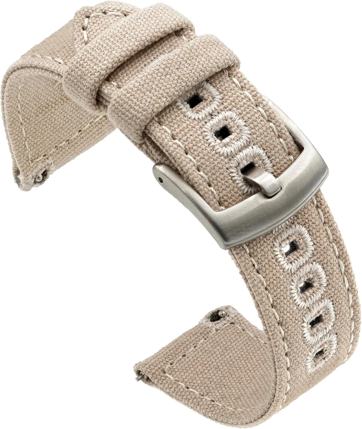 & Women (20mm, edge restrain sardonic Khaki Tan) Benchmark Canvas Watch Band - Quick Release Cotton Fabric Watch Straps for Men 