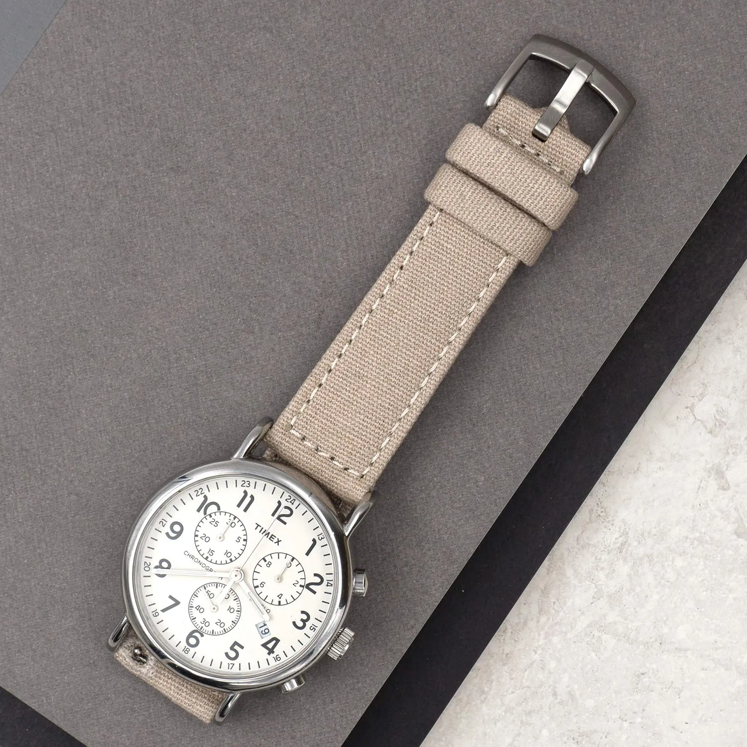 & Women (20mm, edge restrain sardonic Khaki Tan) Benchmark Canvas Watch Band - Quick Release Cotton Fabric Watch Straps for Men 