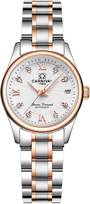 Analog Dress Watch Calendar Womens Classical Automatic Self Winding Watches Mineral minimal Mirror Diamond Scale Luminous 