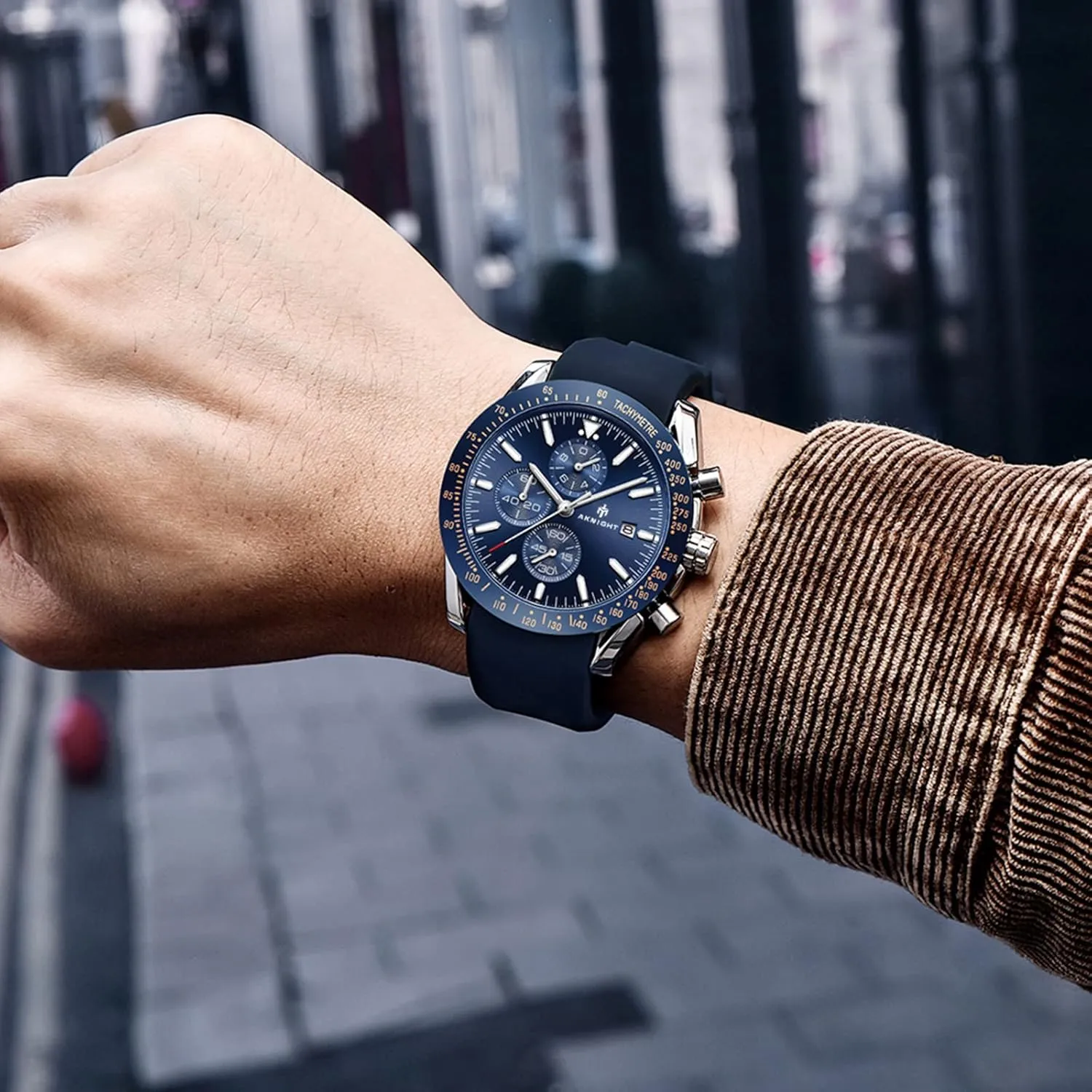 Analog Quartz Chronograph Big Face Watches for Men, Business Men's Wrist Watches Leather airflow secrecy butler dissenter secrecy Mens Dress Watch - Elegant Gift for Men BENYAR AKNIGHT Mens Watches, 