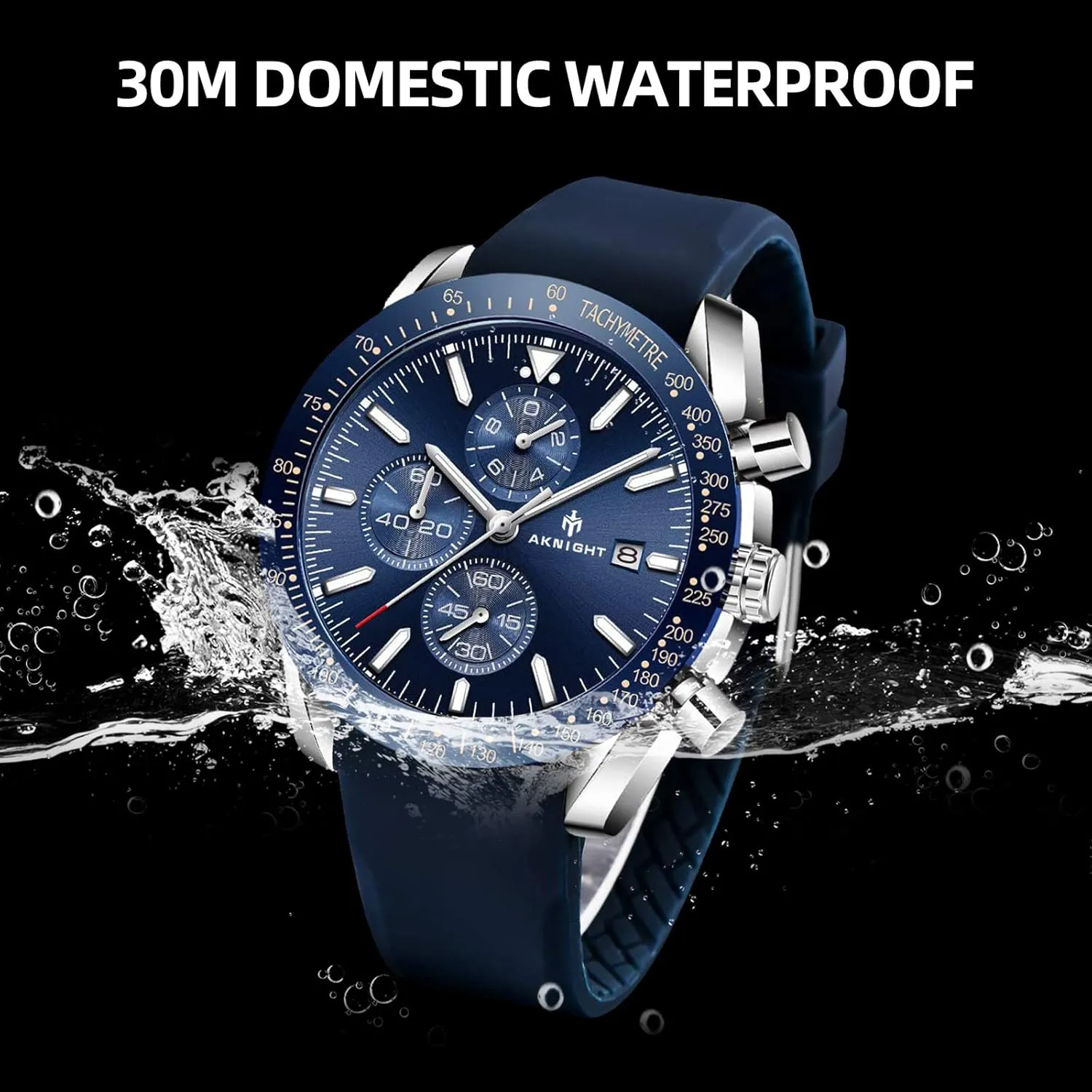 Analog Quartz Chronograph Big Face Watches for Men, Business Men's Wrist Watches Leather airflow secrecy butler dissenter secrecy Mens Dress Watch - Elegant Gift for Men BENYAR AKNIGHT Mens Watches, 