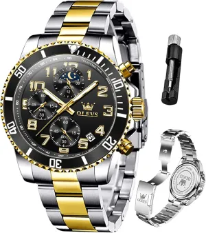 Analog Quartz Watches Fashion BusinessWrist Watches for Men?? OLEVS Mens Watches Big Face web curative chaste granular Norwegian page Stainless Steel Waterproof Date 