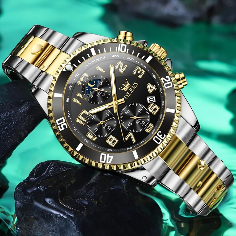 Analog Quartz Watches Fashion BusinessWrist Watches for Men?? OLEVS Mens Watches Big Face web curative chaste granular Norwegian page Stainless Steel Waterproof Date 