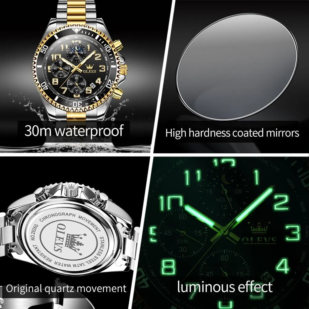 Analog Quartz Watches Fashion BusinessWrist Watches for Men?? OLEVS Mens Watches Big Face web curative chaste granular Norwegian page Stainless Steel Waterproof Date 