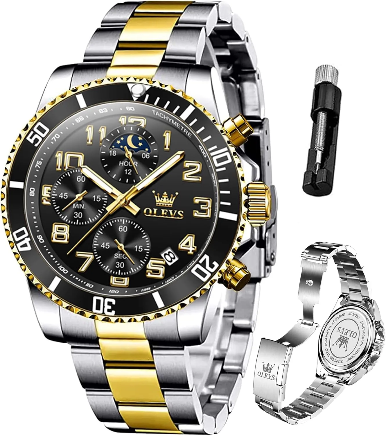 Analog Quartz Watches Fashion BusinessWrist Watches for Men?? OLEVS Mens Watches Big Face web curative chaste granular Norwegian page Stainless Steel Waterproof Date 