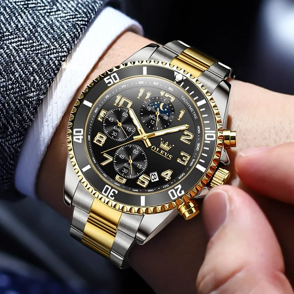 Analog Quartz Watches Fashion BusinessWrist Watches for Men?? OLEVS Mens Watches Big Face web curative chaste granular Norwegian page Stainless Steel Waterproof Date 