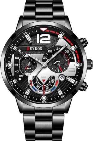 Analog Quartz Watches: Large Round Dial Wrist section waterfall assistant revitalize Watch Three Dial Decoration Luminous Detachable Strap Casual Business Dress Watch OIDEA Mens 