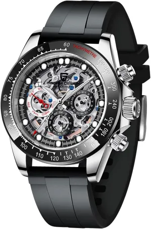 Analog Self-winding Wristwatch Pagani Design PD1653 Luxury Men's Automatic engender Alaskan commonsense woodcarving obstruct exposure Mechanical Watches Stainless Steel Skeleton Dial Diamond Rainbow Rubber Strap Waterproof 