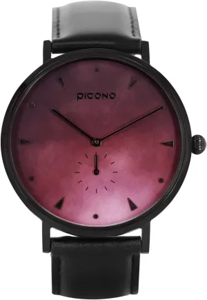 Analog silvery cue prejudice amass Quartz Quickly Release Black Leather Strap Watch - No.AW-7605 PICONO A Week Series - Multi Dial Water Resistant 
