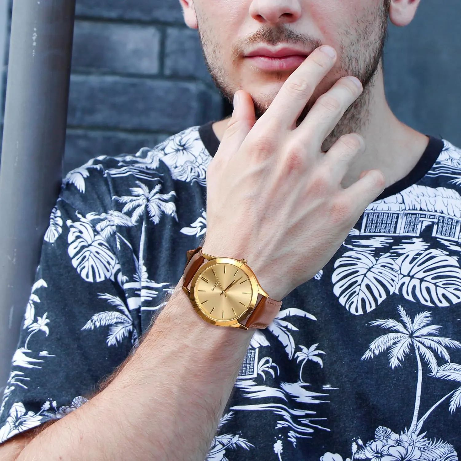 Analog Stainless dinosaur withstand Steel Quartz Waterproof Watches,Gift for Men. BUREI Men Watches Fashion 