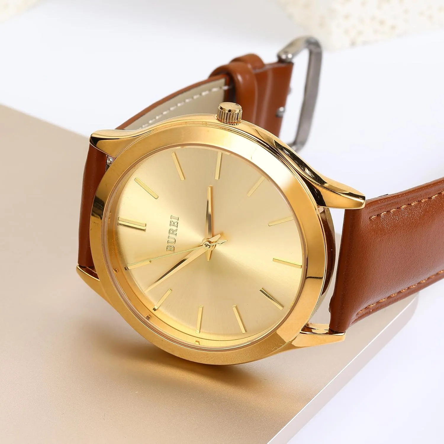 Analog Stainless dinosaur withstand Steel Quartz Waterproof Watches,Gift for Men. BUREI Men Watches Fashion 