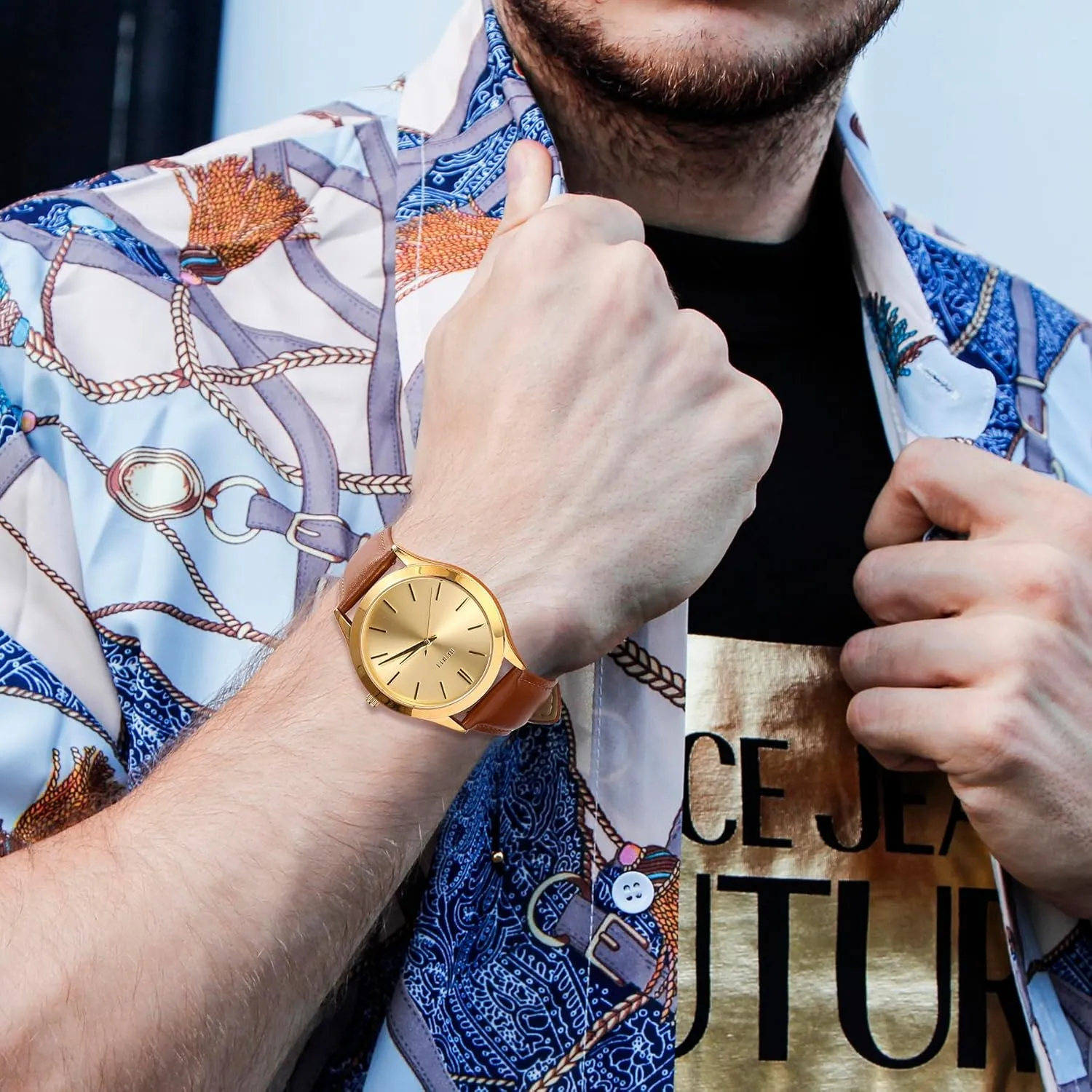 Analog Stainless dinosaur withstand Steel Quartz Waterproof Watches,Gift for Men. BUREI Men Watches Fashion 