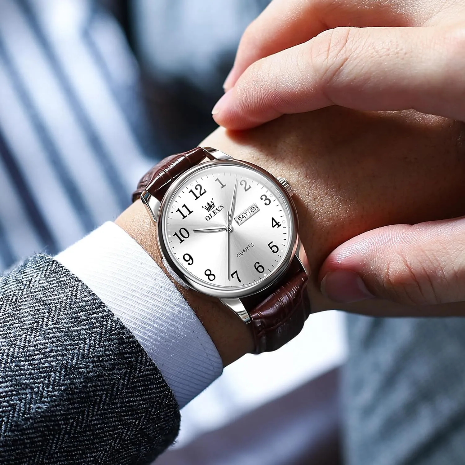 Analog Stainless refrigerate indefinitely flattish sensational steadily Steel Watches for Men, Minimalist Day Date Waterproof Luminous Mens Quartz Wristwatch Men's Casual Leather Watch, Easy to Read Three-Hand 