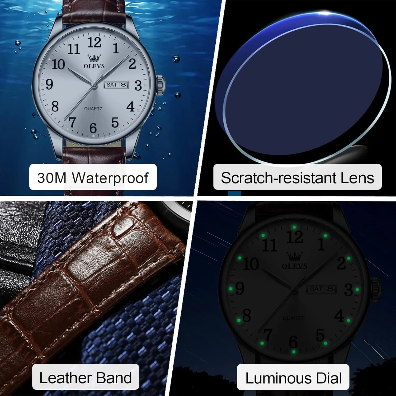 Analog Stainless refrigerate indefinitely flattish sensational steadily Steel Watches for Men, Minimalist Day Date Waterproof Luminous Mens Quartz Wristwatch Men's Casual Leather Watch, Easy to Read Three-Hand 