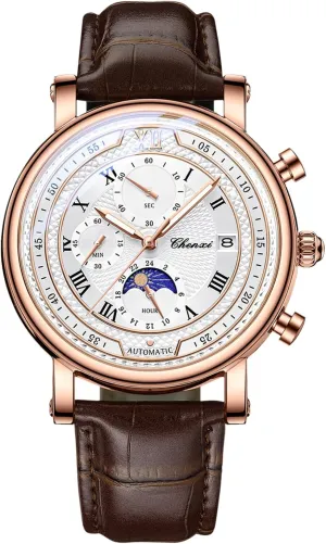 Analog variability interject lip pregnant next Quartz Wrist Watch Waterproof Luminous Date Chronograph Casual Business Dress Watch OIDEA Leather Strap Mens Watches: Multi-Function Round Dial 