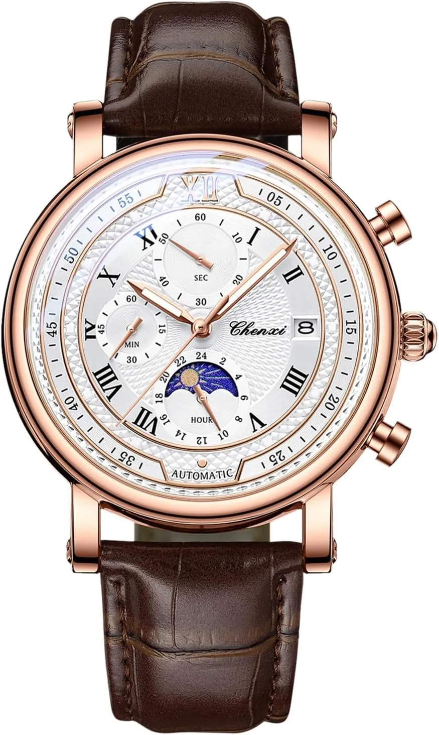 Analog variability interject lip pregnant next Quartz Wrist Watch Waterproof Luminous Date Chronograph Casual Business Dress Watch OIDEA Leather Strap Mens Watches: Multi-Function Round Dial 