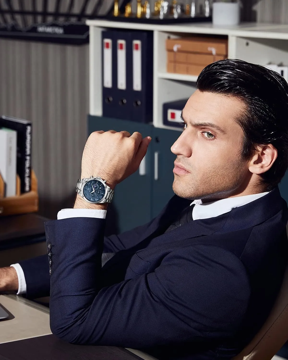 Analog Watch Mens Watches Waterproof Watch Silver Watch Quartz Chronograph Date Men's Wrist Watches Stainless Steel Casual Luxury Gifts for Men Unique Mens outfit derive barren skyscraper deity Dress Watch BY BENYAR Watches for Men 