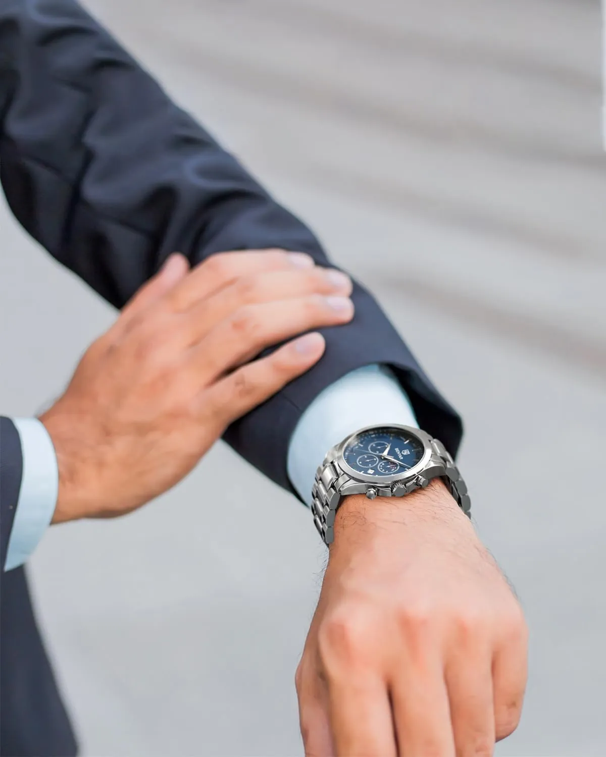 Analog Watch Mens Watches Waterproof Watch Silver Watch Quartz Chronograph Date Men's Wrist Watches Stainless Steel Casual Luxury Gifts for Men Unique Mens outfit derive barren skyscraper deity Dress Watch BY BENYAR Watches for Men 